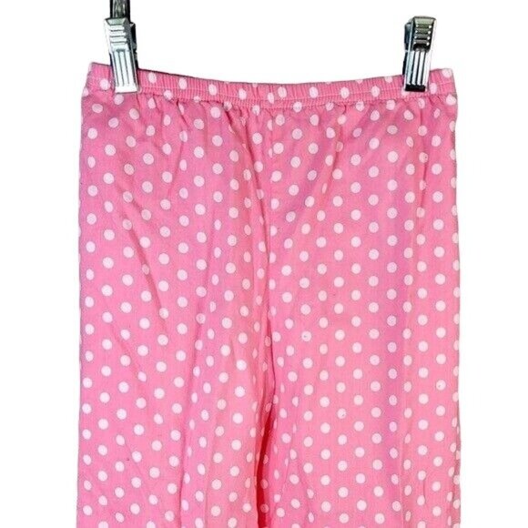 Girls Ruffle Pants Pink Size 7 White Green Lined Polka Dot Full Length Pull On - Picture 2 of 6